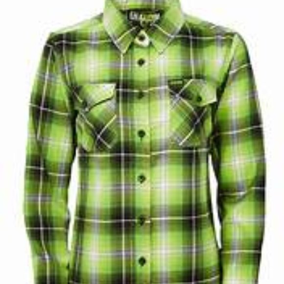 NEW DIXXON ARSENIC GREEN FLANNEL LONG SLEEVE SHIRT TOP WOMENS SIZE XL - Picture 1 of 12